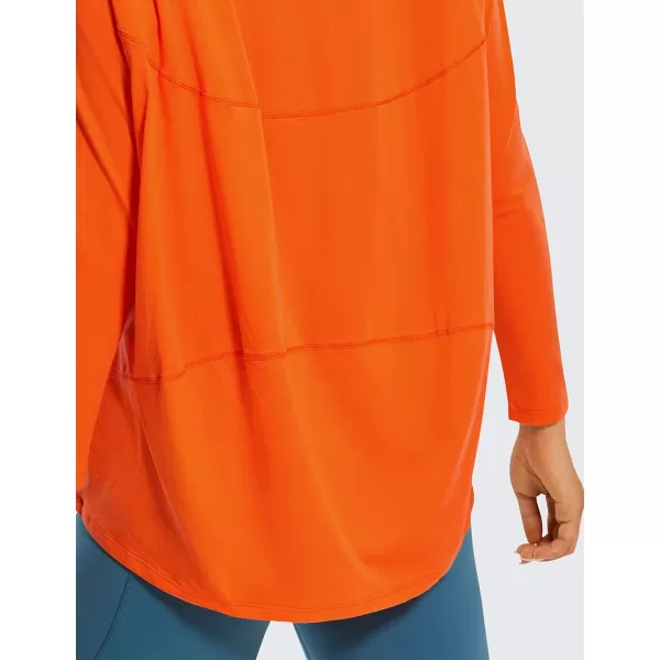 CRZ YOGA Long Sleeve Workout Shirts for Women Loose FitPima Cotton Yoga Shirts Casual Fall Tops ShirtsCoral