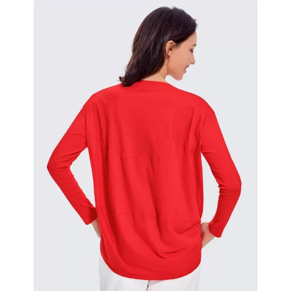 CRZ YOGA Long Sleeve Workout Shirts for Women Loose FitPima Cotton Yoga Shirts Casual Fall Tops ShirtsDeep Red