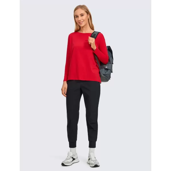 CRZ YOGA Long Sleeve Workout Shirts for Women Loose FitPima Cotton Yoga Shirts Casual Fall Tops ShirtsFestival Red