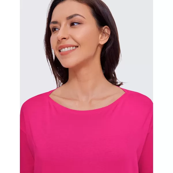 CRZ YOGA Long Sleeve Workout Shirts for Women Loose FitPima Cotton Yoga Shirts Casual Fall Tops ShirtsGranita Pink