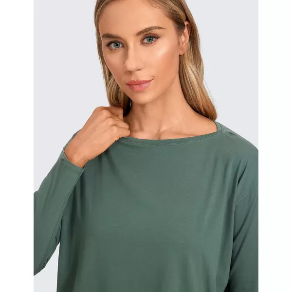 CRZ YOGA Long Sleeve Workout Shirts for Women Loose FitPima Cotton Yoga Shirts Casual Fall Tops ShirtsGraphite Green