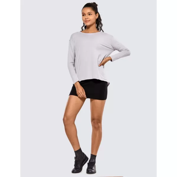 CRZ YOGA Long Sleeve Workout Shirts for Women Loose FitPima Cotton Yoga Shirts Casual Fall Tops ShirtsIced Iris