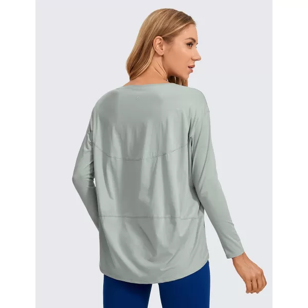 CRZ YOGA Long Sleeve Workout Shirts for Women Loose FitPima Cotton Yoga Shirts Casual Fall Tops ShirtsJade Grey