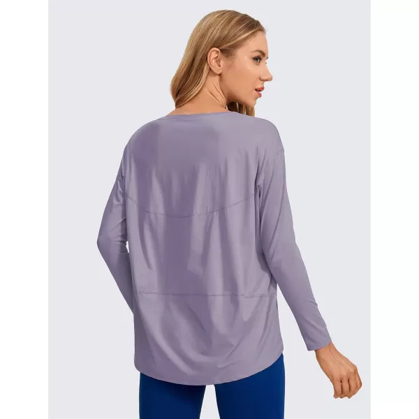 CRZ YOGA Long Sleeve Workout Shirts for Women Loose FitPima Cotton Yoga Shirts Casual Fall Tops ShirtsLavender Gray