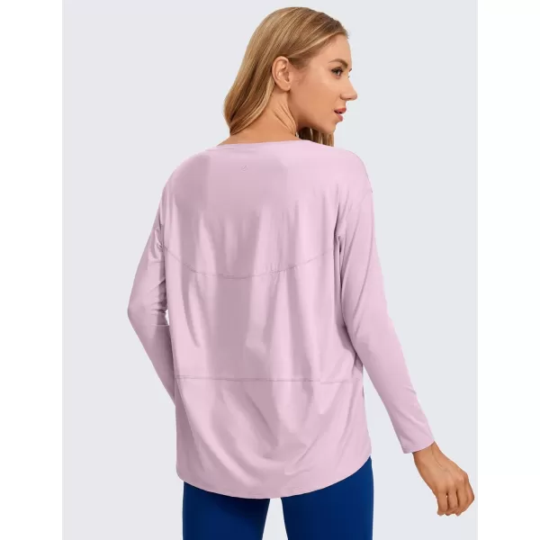 CRZ YOGA Long Sleeve Workout Shirts for Women Loose FitPima Cotton Yoga Shirts Casual Fall Tops ShirtsPink Peony