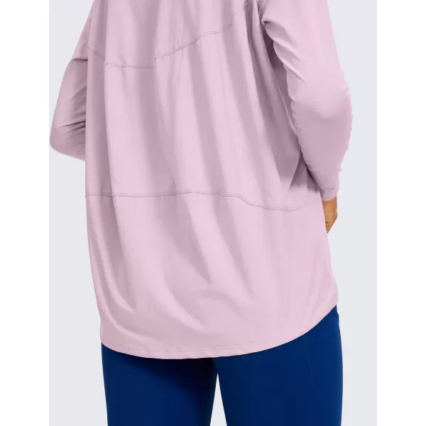 CRZ YOGA Long Sleeve Workout Shirts for Women Loose FitPima Cotton Yoga Shirts Casual Fall Tops ShirtsPink Peony