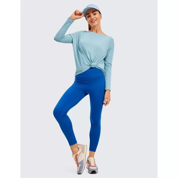 CRZ YOGA Long Sleeve Workout Shirts for Women Loose FitPima Cotton Yoga Shirts Casual Fall Tops ShirtsPure Blue