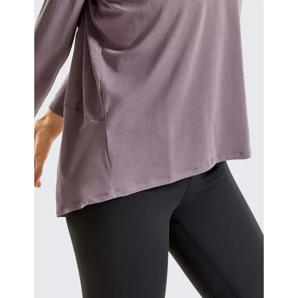 CRZ YOGA Long Sleeve Workout Shirts for Women Loose FitPima Cotton Yoga Shirts Casual Fall Tops ShirtsPurple Gray