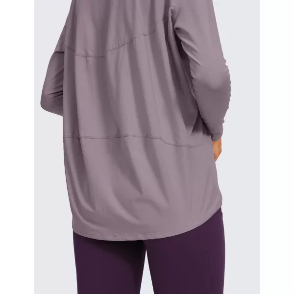 CRZ YOGA Long Sleeve Workout Shirts for Women Loose FitPima Cotton Yoga Shirts Casual Fall Tops ShirtsPurple Gray