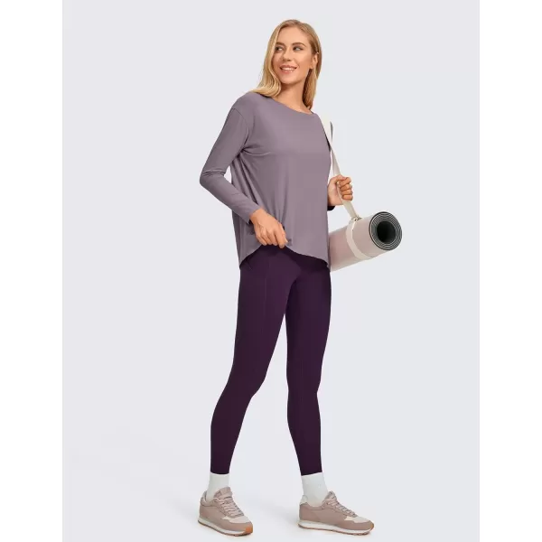 CRZ YOGA Long Sleeve Workout Shirts for Women Loose FitPima Cotton Yoga Shirts Casual Fall Tops ShirtsPurple Gray