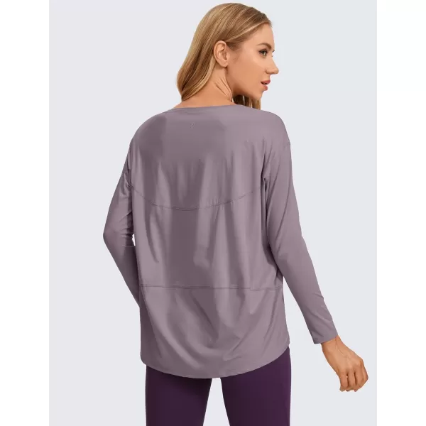 CRZ YOGA Long Sleeve Workout Shirts for Women Loose FitPima Cotton Yoga Shirts Casual Fall Tops ShirtsPurple Gray