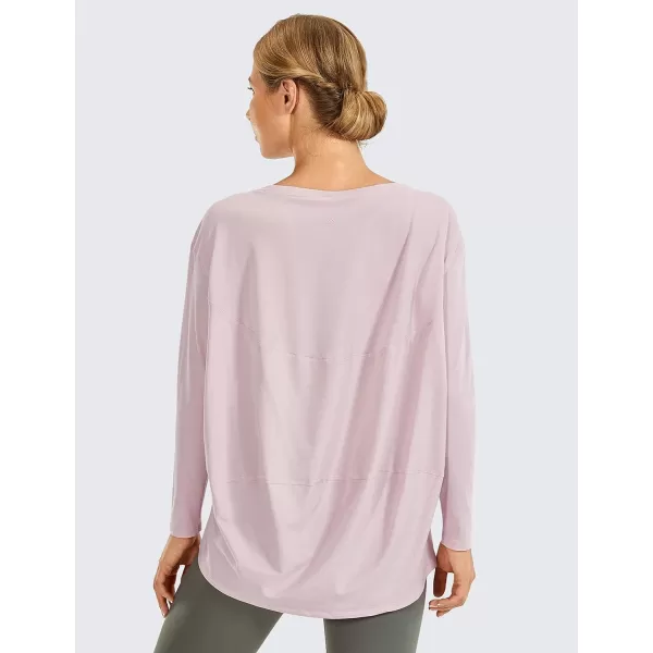 CRZ YOGA Long Sleeve Workout Shirts for Women Loose FitPima Cotton Yoga Shirts Casual Fall Tops ShirtsRose Blush