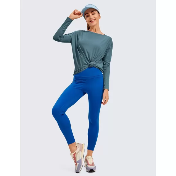 CRZ YOGA Long Sleeve Workout Shirts for Women Loose FitPima Cotton Yoga Shirts Casual Fall Tops ShirtsSlate Blue