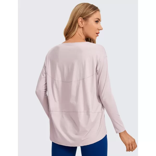 CRZ YOGA Long Sleeve Workout Shirts for Women Loose FitPima Cotton Yoga Shirts Casual Fall Tops ShirtsSmoky Blush