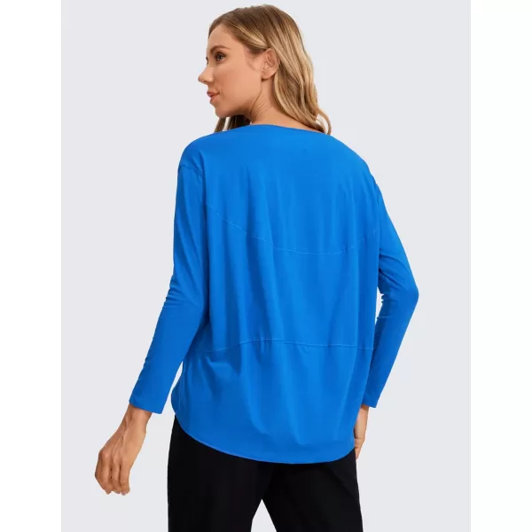 CRZ YOGA Long Sleeve Workout Shirts for Women Loose FitPima Cotton Yoga Shirts Casual Fall Tops ShirtsSparkle Blue