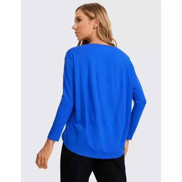 CRZ YOGA Long Sleeve Workout Shirts for Women Loose FitPima Cotton Yoga Shirts Casual Fall Tops ShirtsStrong Blue