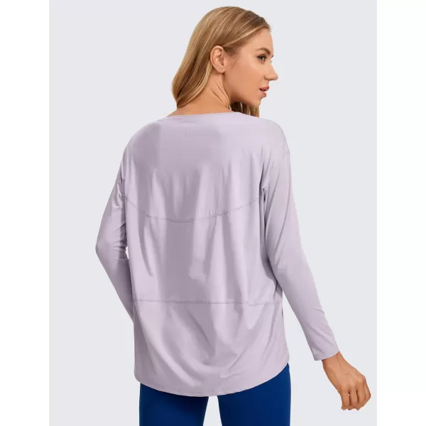 CRZ YOGA Long Sleeve Workout Shirts for Women Loose FitPima Cotton Yoga Shirts Casual Fall Tops ShirtsTinsel Purple