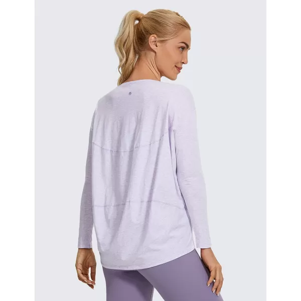 CRZ YOGA Long Sleeve Workout Shirts for Women Loose FitPima Cotton Yoga Shirts Casual Fall Tops ShirtsViolet Ash