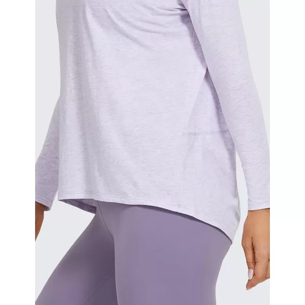 CRZ YOGA Long Sleeve Workout Shirts for Women Loose FitPima Cotton Yoga Shirts Casual Fall Tops ShirtsViolet Ash