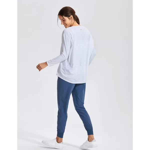 CRZ YOGA Long Sleeve Workout Shirts for Women Loose FitPima Cotton Yoga Shirts Casual Fall Tops ShirtsWhite