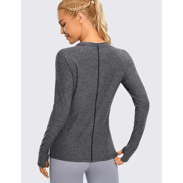 CRZ YOGA Long Sleeve Workout Shirts for Women Yoga Tops Athletic Sports Shirt with Thumb HoleCharcoal Heather