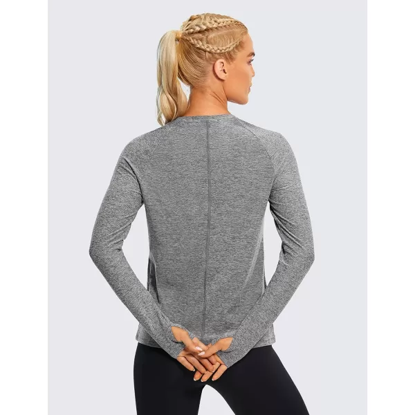 CRZ YOGA Long Sleeve Workout Shirts for Women Yoga Tops Athletic Sports Shirt with Thumb HolePlatinum Heather