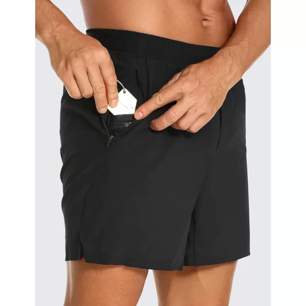 CRZ YOGA Mens 2 in 1 Gym Workout Shorts with Liner  6 Quick Dry Running Athletic Shorts with Zipper Pockets6 inches Black