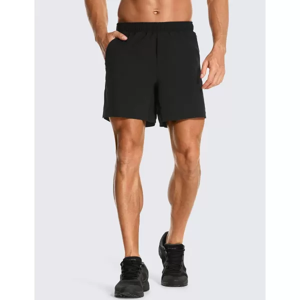 CRZ YOGA Mens 2 in 1 Gym Workout Shorts with Liner  6 Quick Dry Running Athletic Shorts with Zipper Pockets6 inches Black