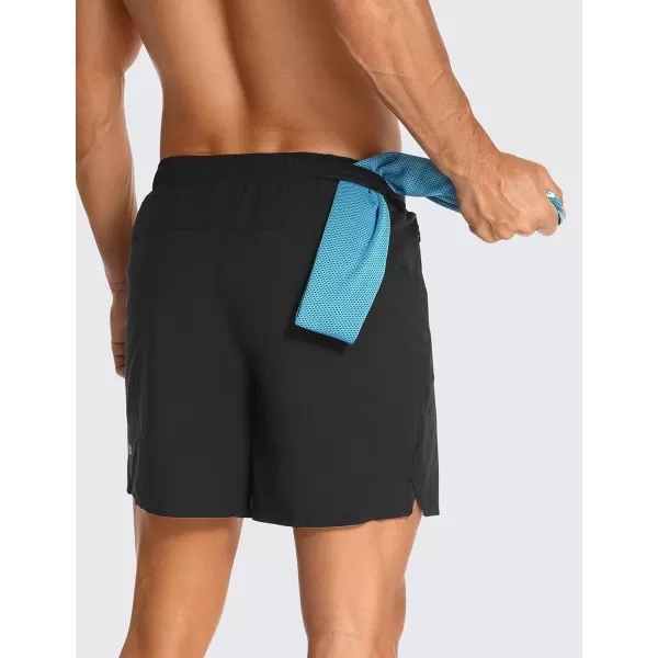 CRZ YOGA Mens 2 in 1 Gym Workout Shorts with Liner  6 Quick Dry Running Athletic Shorts with Zipper Pockets6 inches Black