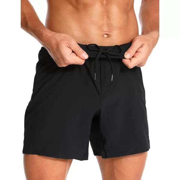 CRZ YOGA Mens 2 in 1 Gym Workout Shorts with Liner  6 Quick Dry Running Athletic Shorts with Zipper Pockets6 inches Black