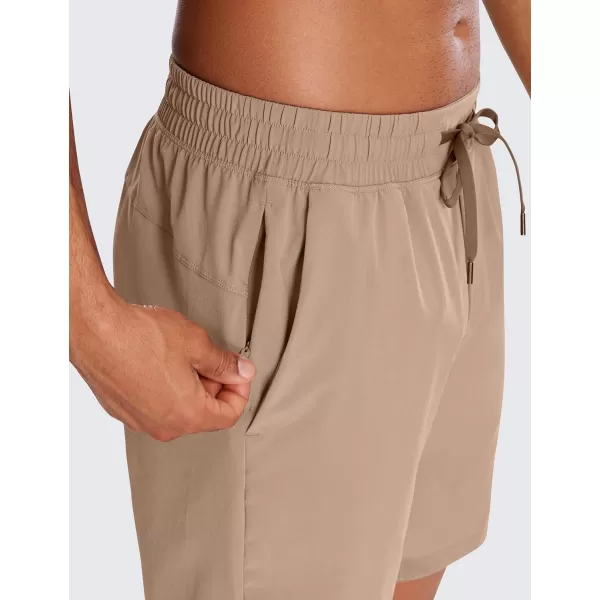 CRZ YOGA Mens 2 in 1 Running Shorts with Liner  5 7 9 Quick Dry Workout Sports Athletic Shorts with Pockets7 inches Mineral Brown