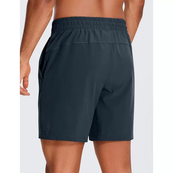 CRZ YOGA Mens 2 in 1 Running Shorts with Liner  5 7 9 Quick Dry Workout Sports Athletic Shorts with Pockets7 inches True Navy