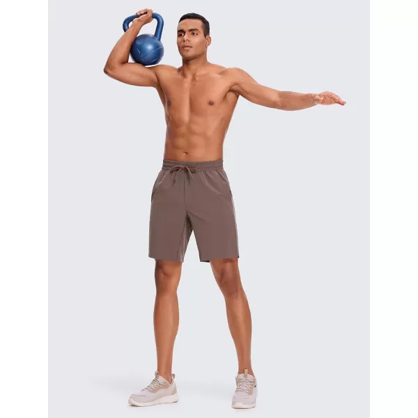 CRZ YOGA Mens 2 in 1 Running Shorts with Liner  5 7 9 Quick Dry Workout Sports Athletic Shorts with Pockets9 inches Brown Rock