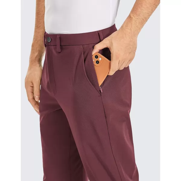 CRZ YOGA Mens All Day Comfy Golf Pants  303234 Quick Dry Lightweight Work Casual Trousers with PocketsDark Red