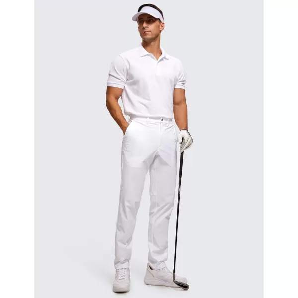 CRZ YOGA Mens All Day Comfy Golf Pants  303234 Quick Dry Lightweight Work Casual Trousers with PocketsWhite