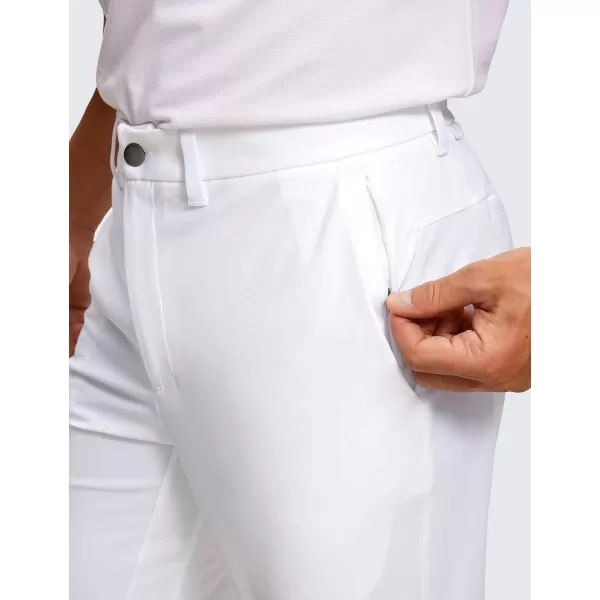 CRZ YOGA Mens All Day Comfy Golf Pants  303234 Quick Dry Lightweight Work Casual Trousers with PocketsWhite