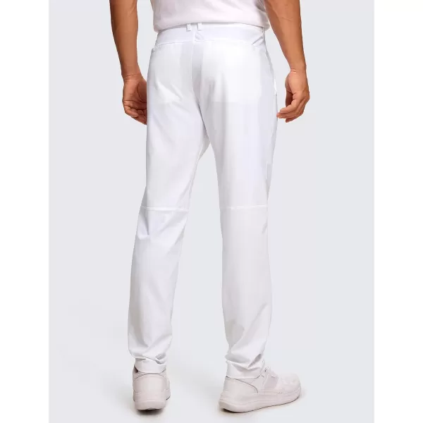 CRZ YOGA Mens All Day Comfy Golf Pants  303234 Quick Dry Lightweight Work Casual Trousers with PocketsWhite