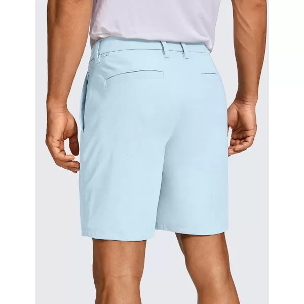 CRZ YOGA Mens All Day Comfy Golf Shorts  7  9 Stretch Lightweight Casual Work Flat Front Shorts with Pockets7 inches Chambray Blue