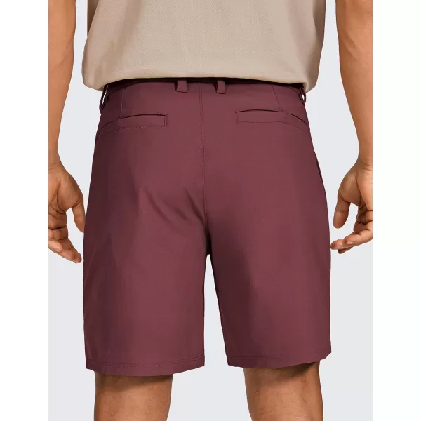 CRZ YOGA Mens All Day Comfy Golf Shorts  7  9 Stretch Lightweight Casual Work Flat Front Shorts with Pockets7 inches Dark Red