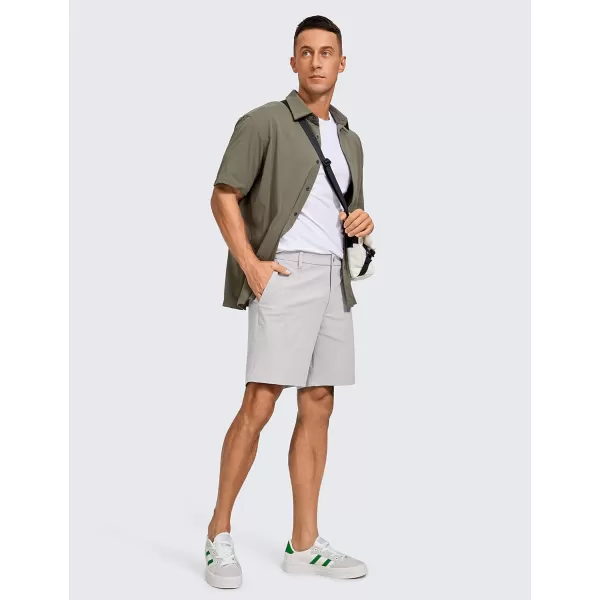 CRZ YOGA Mens All Day Comfy Golf Shorts  7  9 Stretch Lightweight Casual Work Flat Front Shorts with Pockets7 inches Gull Gray