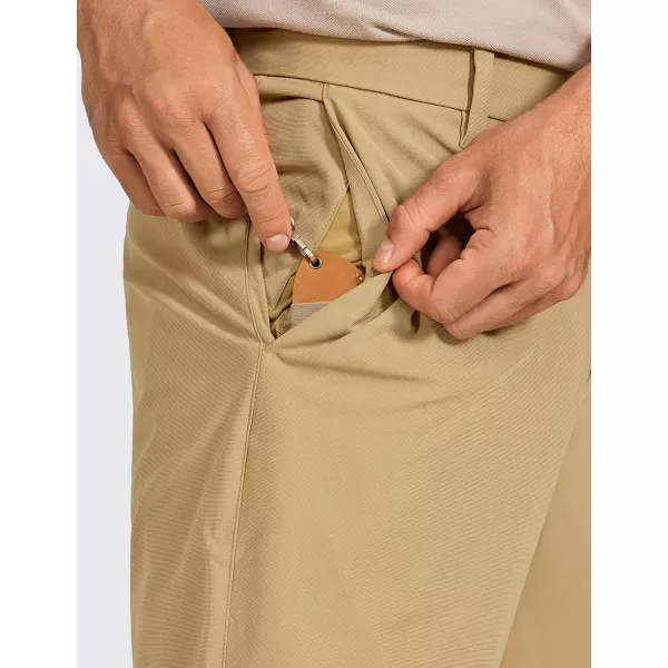 CRZ YOGA Mens All Day Comfy Golf Shorts  7  9 Stretch Lightweight Casual Work Flat Front Shorts with Pockets7 inches Khaki Sand