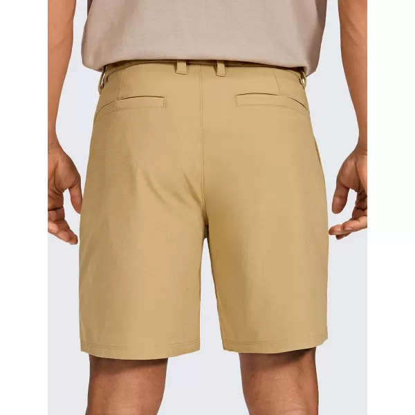 CRZ YOGA Mens All Day Comfy Golf Shorts  7  9 Stretch Lightweight Casual Work Flat Front Shorts with Pockets7 inches Khaki Sand