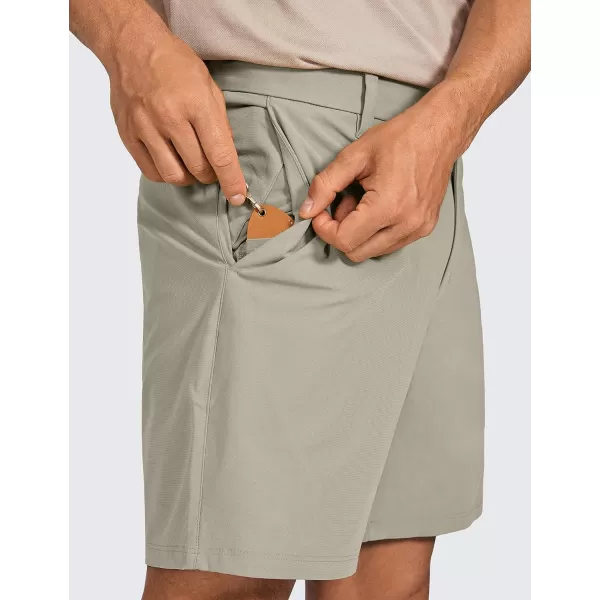 CRZ YOGA Mens All Day Comfy Golf Shorts  7  9 Stretch Lightweight Casual Work Flat Front Shorts with Pockets7 inches Khali Barley