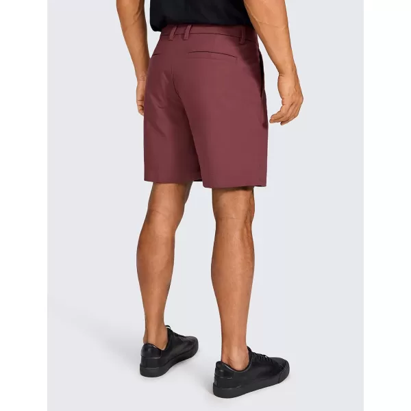 CRZ YOGA Mens All Day Comfy Golf Shorts  7  9 Stretch Lightweight Casual Work Flat Front Shorts with Pockets7 inches Saddle Brown