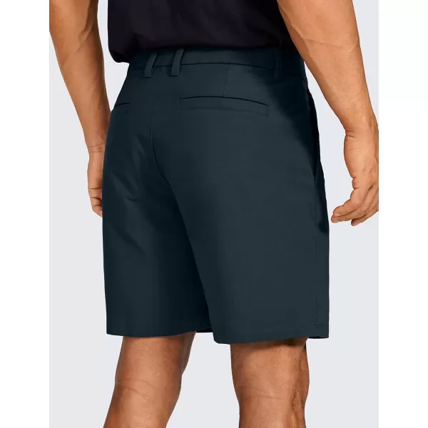 CRZ YOGA Mens All Day Comfy Golf Shorts  7  9 Stretch Lightweight Casual Work Flat Front Shorts with Pockets7 inches True Navy