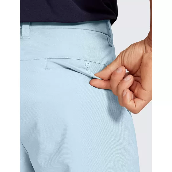 CRZ YOGA Mens All Day Comfy Golf Shorts  7  9 Stretch Lightweight Casual Work Flat Front Shorts with Pockets9 inches Chambray Blue