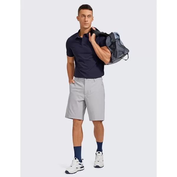 CRZ YOGA Mens All Day Comfy Golf Shorts  7  9 Stretch Lightweight Casual Work Flat Front Shorts with Pockets9 inches Gull Gray