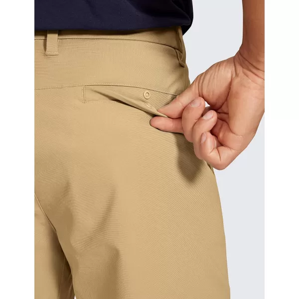 CRZ YOGA Mens All Day Comfy Golf Shorts  7  9 Stretch Lightweight Casual Work Flat Front Shorts with Pockets9 inches Khaki Sand