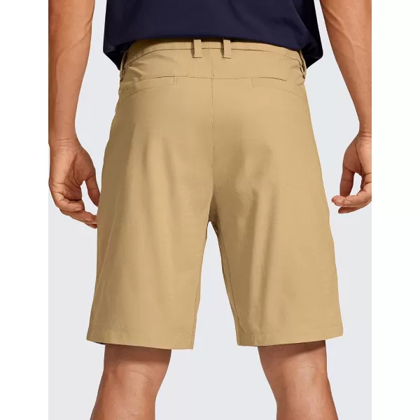 CRZ YOGA Mens All Day Comfy Golf Shorts  7  9 Stretch Lightweight Casual Work Flat Front Shorts with Pockets9 inches Khaki Sand