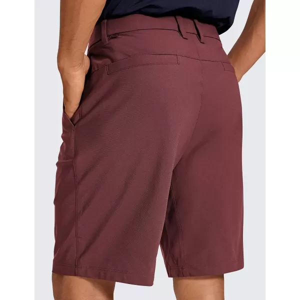 CRZ YOGA Mens All Day Comfy Golf Shorts  7  9 Stretch Lightweight Casual Work Flat Front Shorts with Pockets9 inches Saddle Brown